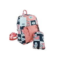 El Edén - Mochila Urbana, Juvenil, Diseño Conejos Kawaii + Estuche Color Naranjo