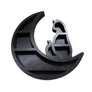 Magideal - Estante, Estante De Exhibición Fácil De Colgar, Almacenamiento De Piedra De Regalo, Estante Flotante, Decoración De Pared Para Plantas Pequeñas, Baño, Gatito Luna