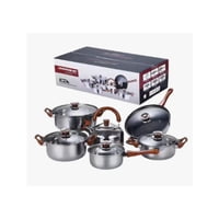 Genérico - Kit De Set De Ollas Batería 12 Pcs Antiadherente Ollas Sartén Tetera