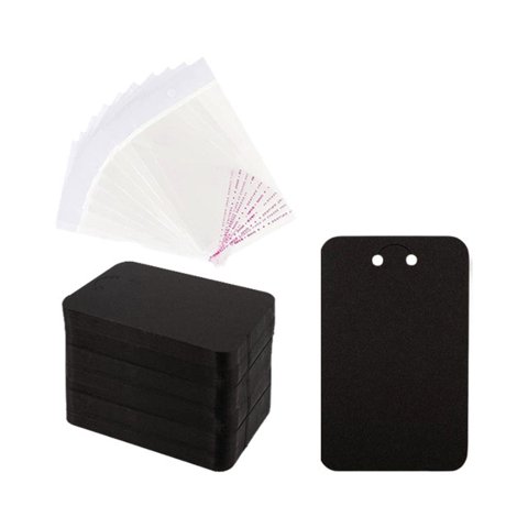 Bothyi - 100 Tarjetas De Exhibición De Llavero Con Bolsas Autosellantes 3''X4.7'' Etiquetas De Precio Negro