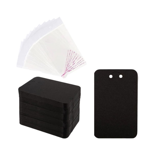 100 Tarjetas De Exhibición De Llavero Con Bolsas Autosellantes 3''X4.7'' Etiquetas De Precio Negro