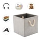 thumbnail image 2 of Caja de almacenamiento plegable de tela de algodón y bambú con asas y portaetiquetas, cesta de almacenamiento, contenedor de almacenamiento - Juego de 2, gris, 2 of 5