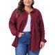thumbnail image 1 of Agnes Orinda Conjuntos de Halloween para Mujeres Tallas Grandes Camisa de Punto Waffle Chaqueta Casual de Manga Larga con Botones 1X Burdeos, 1 of 5