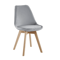 Habita2 Chile - Silla De Comedor Tulip Tapizado Terciopelo O Felpa Con Base Madera - Gris