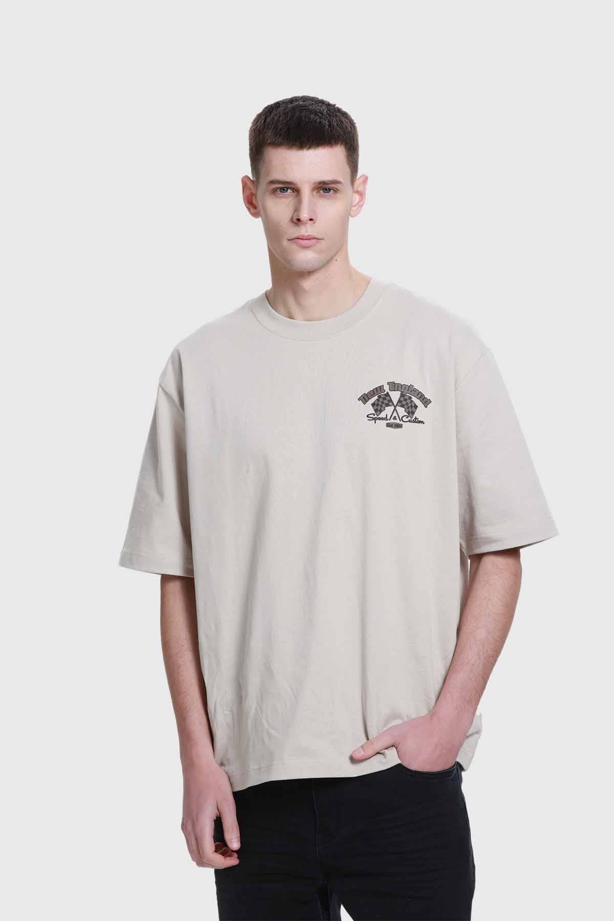 Fashionspark - Polera Hombre Doble Print Beige - V