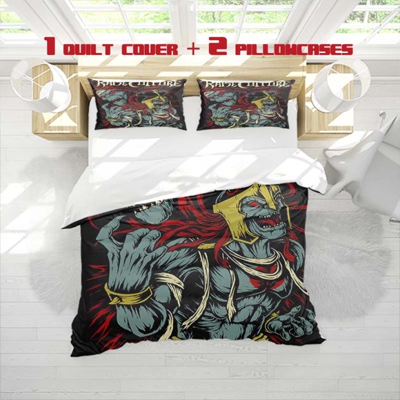 3pcs Raise Culture Printed Bedding Set Including a Soft Duvet Cover and Two Pillowcases