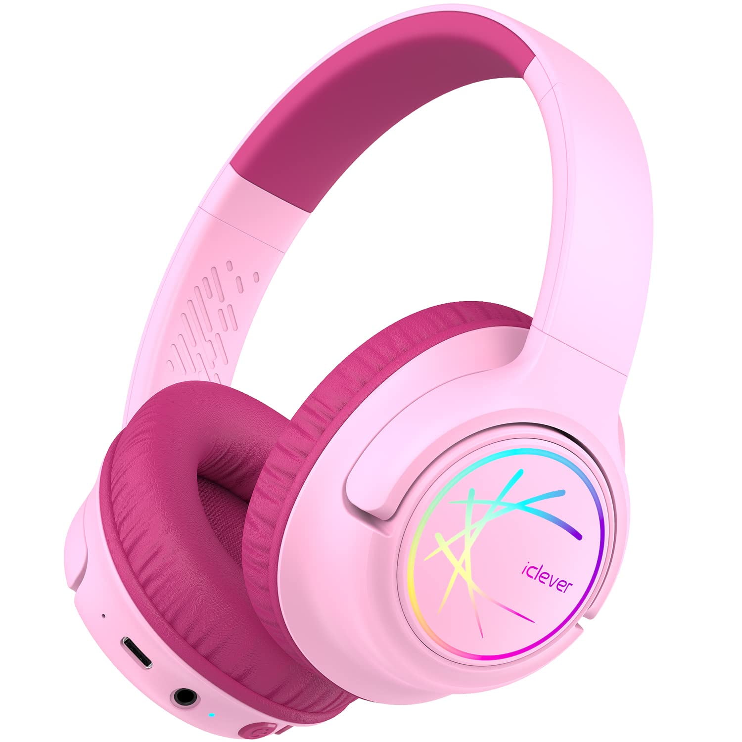 Auriculares Bluetooth Iclever Bth18 Para Niños Con Luces Led Rosas