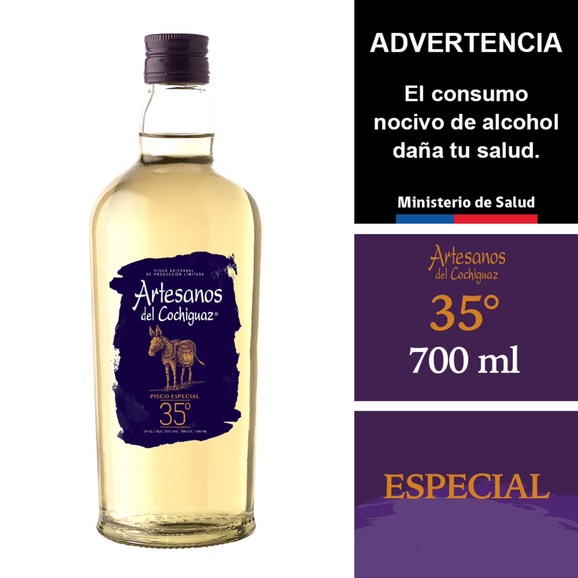 Pisco Especial 35° Botella 700 ml Artesanos Del Cochiguaz