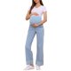 thumbnail image 2 of INSPIRE CHIC Pantalones de Maternidad para Mujeres Jeans de Mezclilla Pierna Recta con Puños Alta Elasticidad Sobre el Vientre Pantalones de Trabajo Casual S Azul Claro, 2 of 6