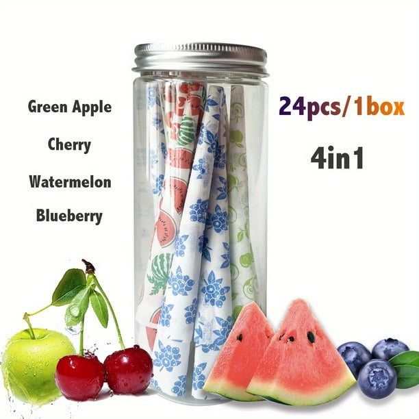 24pcs, Fruit Flavored Pre-Rolled Cones, Tapered Paper With Tips On The Roll, Suitable For Regular Herb Grinder Flavor Paper, Translucent Pre-Rolled Cones, Cigarette Paper, Hornet Natural Unrefined Rol