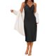 thumbnail image 2 of INSPIRE CHIC Camisón de Satén para Mujer de Regreso a Clases Escote en V Sexy Encaje Cruzado Sin Espalda Tirantes Ajustables Largo y Sedoso Talla Mediana Negro, 2 of 6