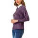 thumbnail image 4 of INSPIRE CHIC Blusa Casual de Manga Larga con Cuello de Muñeca a Rayas en Contraste para Mujer, Elástico en la Espalda, L Púrpura Negro, 4 of 8