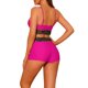 thumbnail image 3 of Conjuntos de Bikini de Mujer en Contraste de Color 2 Piezas de Cintura Alta Cuello Redondo Traje de Baño Pequeño Rojo Rosado, 3 of 5