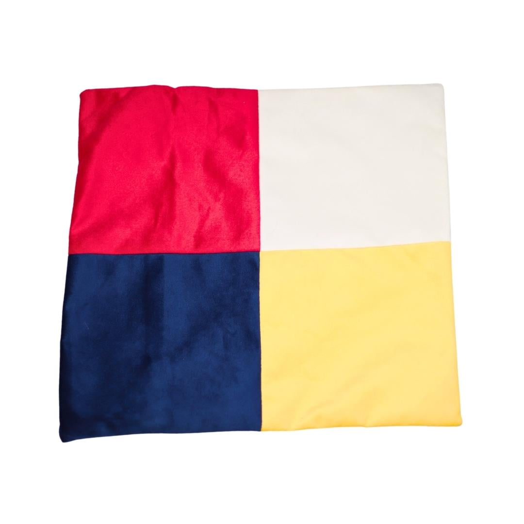 Máxima Design - Funda Cojín Amapola Rojo Blanco Azul Amarillo Felpa 50x50 Cm