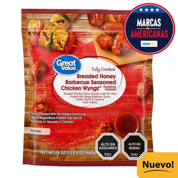 Alitas de Pollo Apanadas Y Sazonadas Con Salsa Bbq Y Miel, 680 g