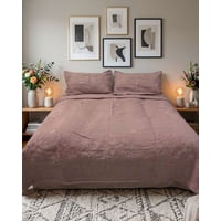 Imac Hogar - Cubrecama Quilt Bordado 2 Plazas Mas Fundas De Almohadas Estilo Botánico