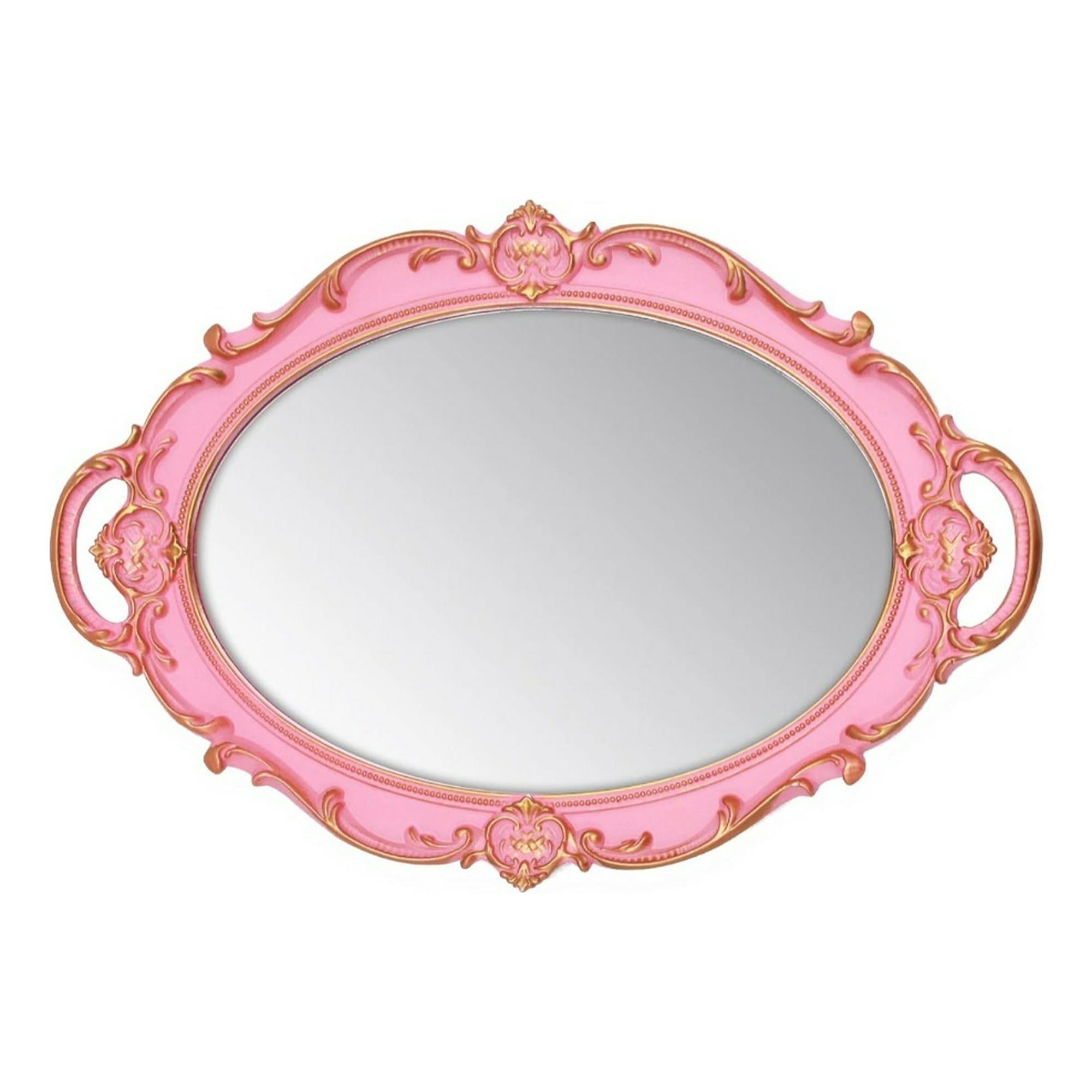 Genérico - Set 2 Bandeja Espejo Decorativa Rosada Organizador Jhn