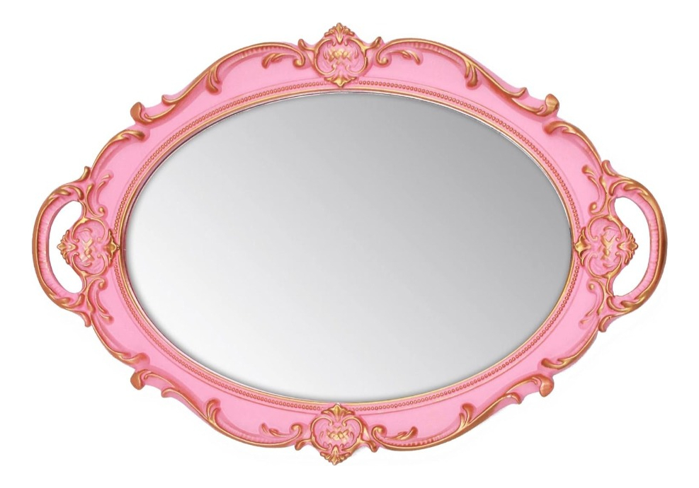 Genérico - Set 2 Bandeja Espejo Decorativa Rosada Organizador Jhn