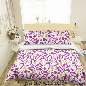 Milsleep - 3D Dibujado A Mano Púrpura Tiburón Funda De Edredón Juego De Ropa De Cama Funda De Edredón Fundas De Almohada