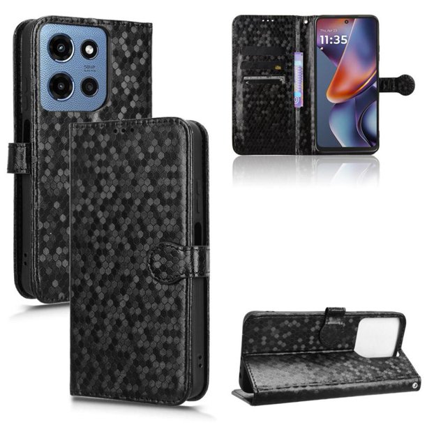 Funda Cartera Lunares Motorola Moto G Play 2025 con Tarjetero, Correa y Soporte Negro