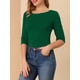thumbnail image 5 of INSPIRE CHIC Camisetas de Mujer Mangas al Codo Cuello Barco Ajuste Ceñido Casual Camisetas Verde Oscuro L, 5 of 7
