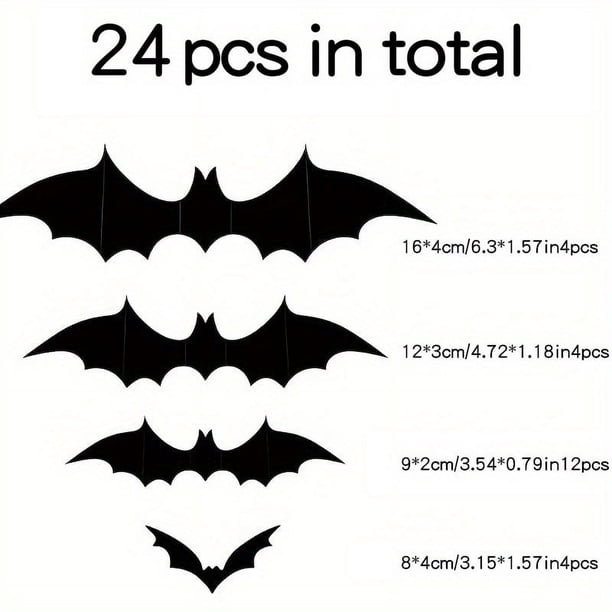 3D Black Bat Wall Stickers - Set of 10 - Perfect for Halloween Parties, Holiday Decor, and Home Decor - Add a Touch of Cartoon Style to Your Bedroom, Bathroom, and Windows