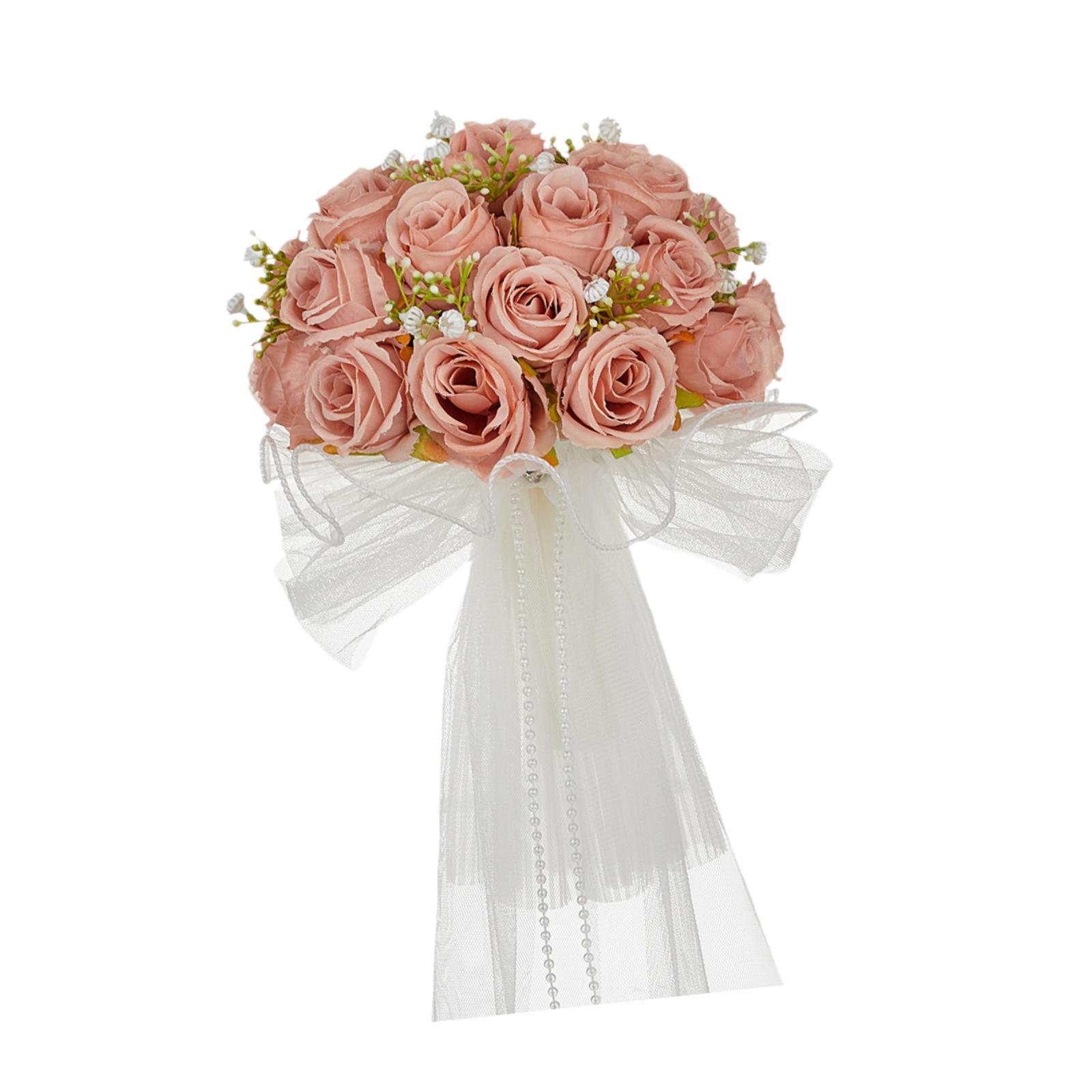 Magideal - Ramo De Novia Con Flores Artificiales, Elegante Accesorio Decorativo Para Fotos, Ramo De Novia Para Despedida De Soltera, Fiesta De San Valentín Rosa