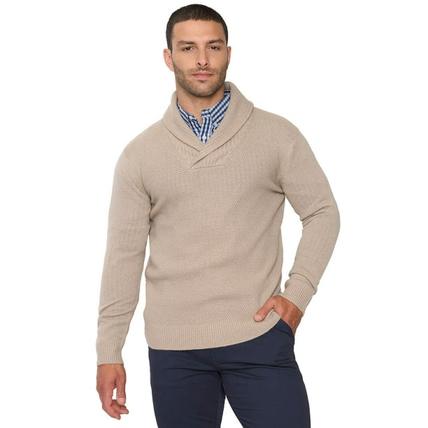Tejido Hombre Cuello Shawl Beige Corona