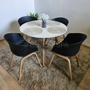 Cori Cori - Comedor Mesa Eames Melamina 100Cms + 4 Sillas Cup Negro