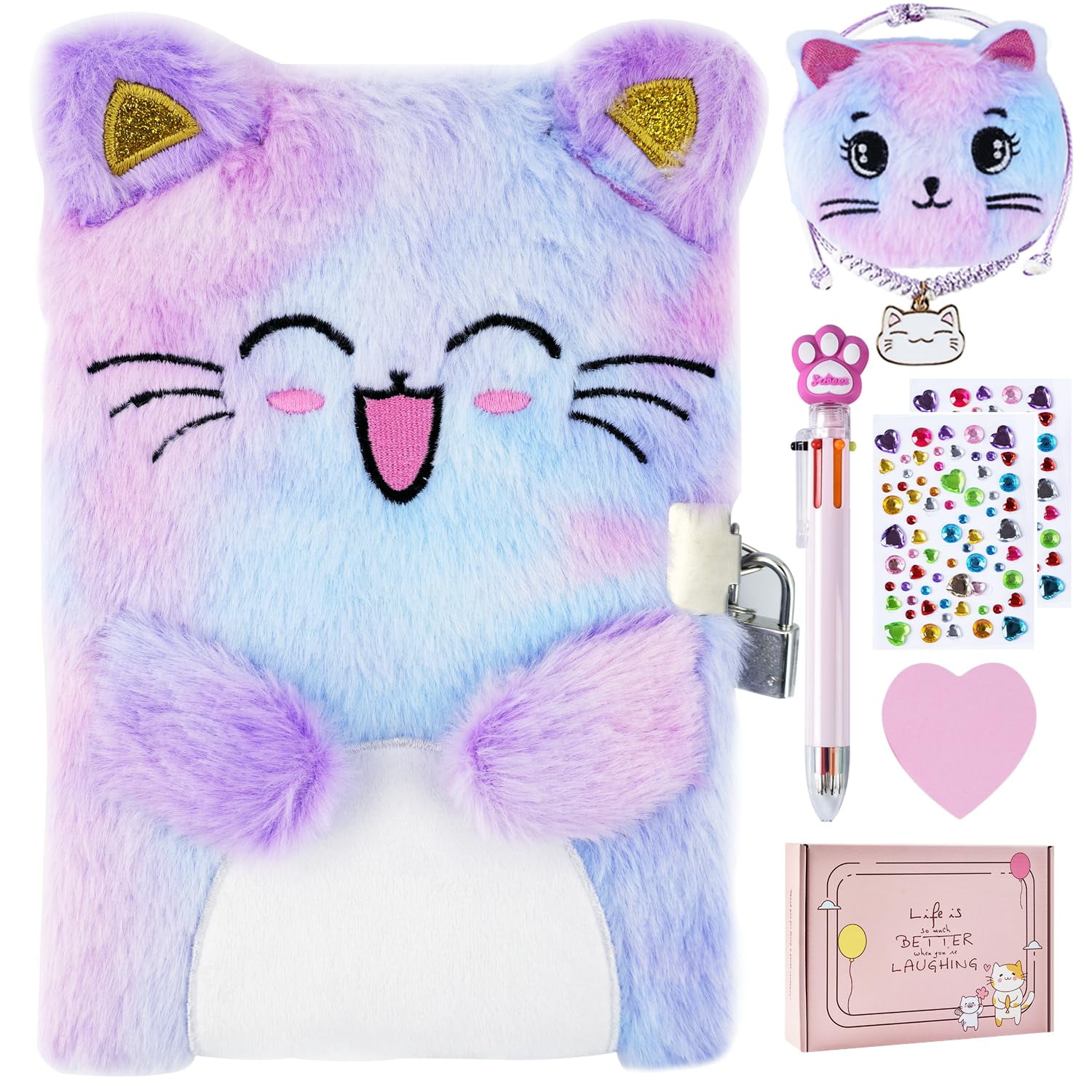 Diary Pjdrllc Agenda Con Forma De Gato Con Candado Para Niñas De 6 A 8 Años
