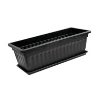 Magideal - Maceta Rectangular De 17 Pulgadas Con Orificios De Drenaje Y Bandejas Para Jardín, Ideal Para Alféizar De Ventana, Interior Y Exterior. Negro