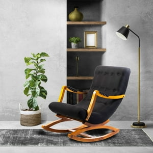 Muebles New - Silla Mecedora Con Apoya Brazos Negro Lino