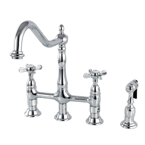 Grifo de cocina Kingston Brass Essex Bridge con pulverizador de latón