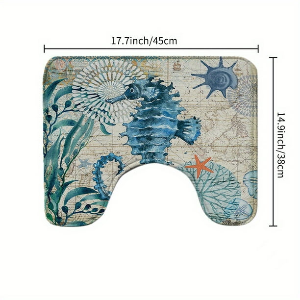 1pc Waterproof Seahorse Shower Curtain with 12 Hooks and Non-Slip Bathroom Rug - Perfect for Bathroom Decor and Organization