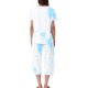 thumbnail image 3 of INSPIRE CHIC Conjunto de Pijama de Mujer con Tinte de Corbata Cuello en V Manga Corta Pantalones Capri Conjunto de Salón con Bolsillos XL Azul Blanco, 3 of 6