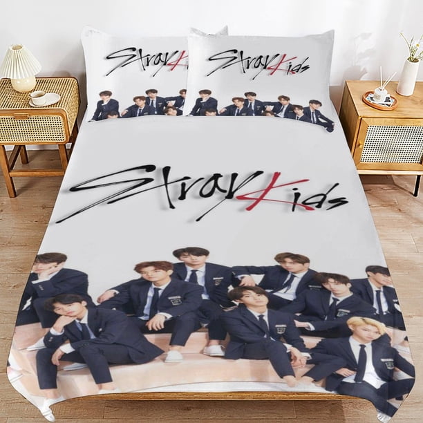 Stray Kids Bedding Set Duvet Cover Comfortable and Lightweight Cartoon Bedding 3 Piece Bed Set Twin(1 Duvet Cover and 2 Pillowcase)