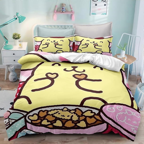 Juego De Funda Nórdica De Dibujos Animados Juego De Ropa De Cama De Anime Juego De Funda Nórdica De 3 Piezas Pompompurin Funda