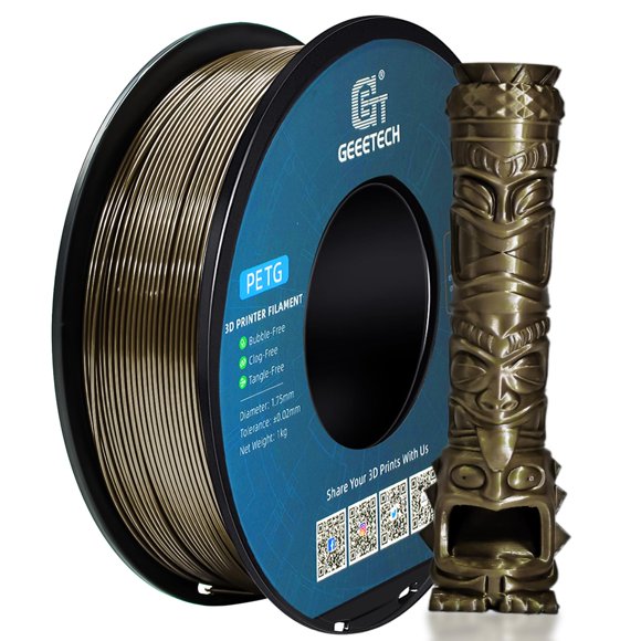 Filamento para impresora 3D Geeetech PETG de 1,75 mm, dorado metalizado, 1 kg