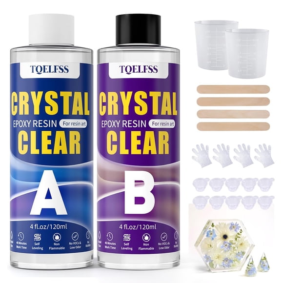 Kit De Resina Epoxi 240 Ml Transparente De Curado Rápido Mezcla 1 1