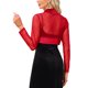 thumbnail image 3 of Chaqueta de satén para vestidos de noche de mujer, cubierta formal de malla, abierta al frente, manga larga, bolero corto XL Rojo, 3 of 6