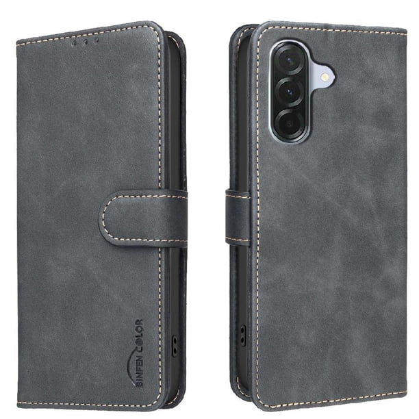 Funda Billetera para Samsung Galaxy A55 Protección RFID y Soporte Ajustable Negro