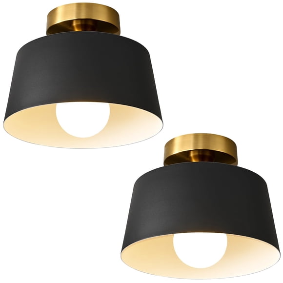 Lámpara de techo semiempotrada Bwxcie, 25 cm, negro y dorado, paquete de 2