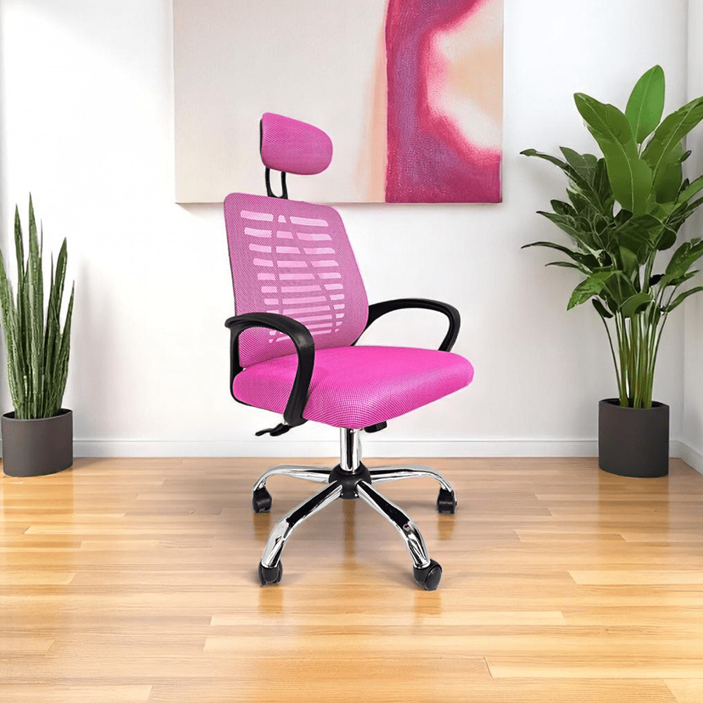 Tienda El Garage - Silla Ejecutiva Escritorio Ergonomic Con Apoyacabeza Basic Rosa