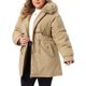thumbnail image 4 of Abrigos de Trinchera para Mujer Talla Grande de Agnes Orinda con Cintura de Cordón, Cremallera, Rompevientos para Lluvia, Capucha Desmontable, Chaquetas de Invierno con Bolsillo 1X Caqui, 4 of 6