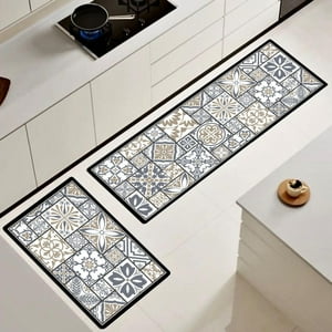 Wyj Hogar - Set De 02 Alfombra De Cocina Impermeable De Cuero Nappa Md04