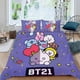 thumbnail image 2 of BT21 Conjunto de sábanas temático, trío de piezas, cómodo y amigable con la piel, diseño único, regalo de decoración para el hogar para familiares, amigos y fans, 90 cm * 190 cm, 2 of 6