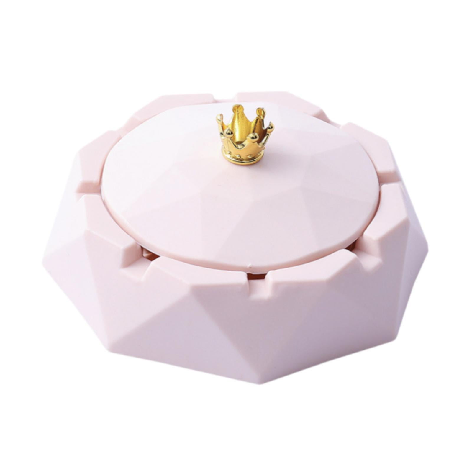 Magideal - Cenicero De Escritorio De Gran Capacidad, Práctico, Con Tapa, Para Exteriores, Mesa Y Patio, Color Rosa