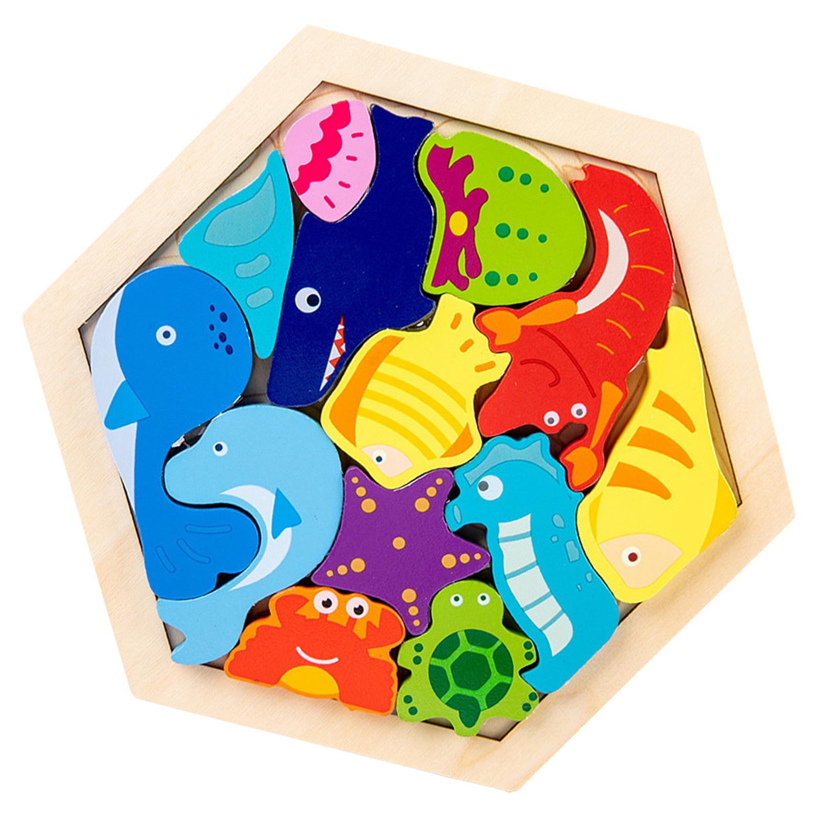 Bothyi - Rompecabezas De Madera Clasificación De Bloques De Apilamiento Juguete Educativo Vida Marina