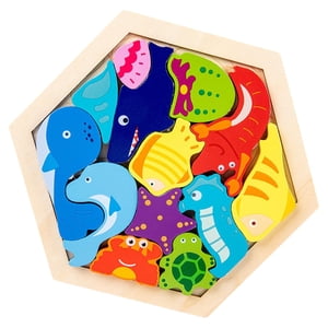 Bothyi - Rompecabezas De Madera Clasificación De Bloques De Apilamiento Juguete Educativo Vida Marina