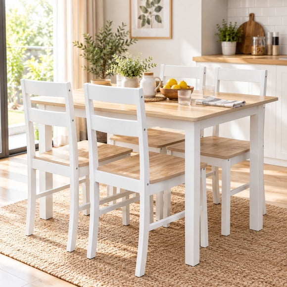 Juego De Comedor 4 Sillas Mesa Rectangular 117x73.7x76.2 Blanco